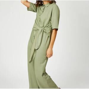 NWT Silk & Salt Olive Green Plus Wide Leg Utility The Rubin Jumpsuit Size XXL